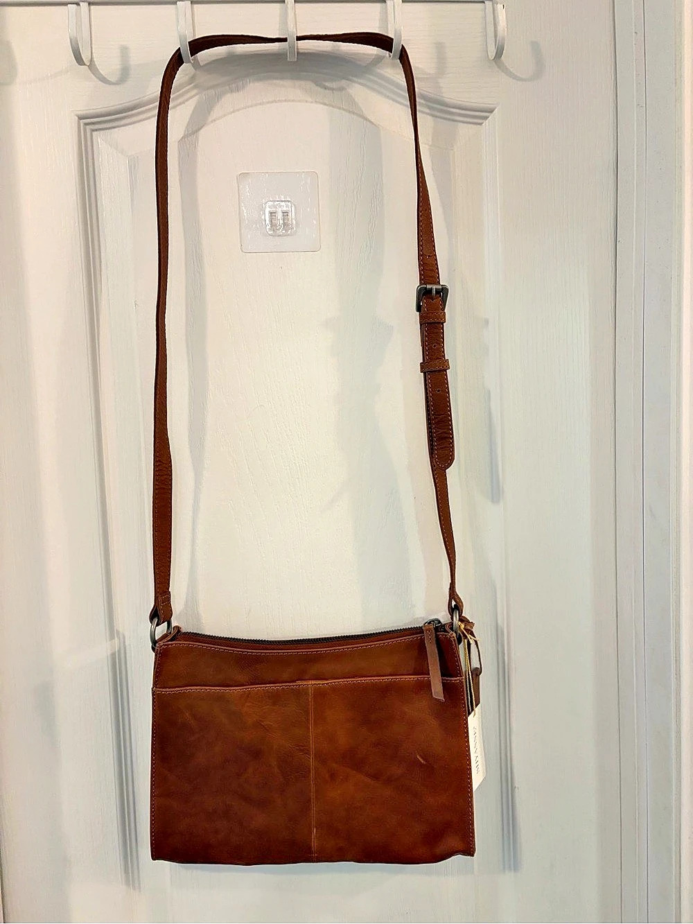 NWT Shyanne Nolyn Boot Stitch Leather Crossbody Bag Cognac Western - Picture 4 of 4